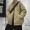 Casaco de treliça de diamante de inverno para homens engrossado casaco acolchoado de algodão para os amantes da marca de moda macacão de inverno casaco acolchoado de algodão