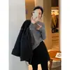 Suéter de malha com gola alta levemente franzida para mulheres, novo estilo outono e inverno, top de camada interna moderno e que afina a silhueta