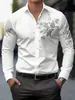 Camisa Masculina de Manga Longa para Comércio Exterior 2026 Novo Estilo Amazon Masculina Europeia Estampa Floral Gola Lapela Manga Longa