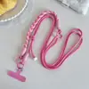 Estilo ins cuerda larga colorida de dos colores para teléfono móvil, cuerda tejida para colgar cruzada, colgar del cuello, colgar del hombro, bolsa versátil para colgar DIY, sección larga para exteriores