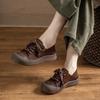 Zapatos de Pedido Exterior Dongguan Talla Grande 43 Zapatos de Mujer Piel Genuina Versátiles Zapatos Retro Redondos Planos Color Retro Lavado Tenis de Estudiante para Mujer