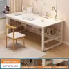 Escritorio de computadora para dormitorio, escritorio de estudio para uso doméstico, escritorio de aprendizaje para estudiantes, escritorio de escritura simple con estantería integrada, escritorio de oficina minimalista