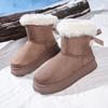 Botas de nieve Birkenstock de algodón, cálidas y de terciopelo, con suela gruesa y lazo, estilo invierno, talla grande, para mujer.