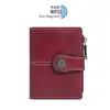 Cartera de Cuero Encerado para Aceite Transfronteriza Estilo Corto para Mujer Compacta de Alta Gama Multifuncional Antirrobo Rfid Cepillado Retro Moda Cartera