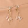 Aguja de Plata S925 Mariposa Borla Larga Moda Nuevos Aretes Exquisitos Diamantes Elegantes Aretes Clip para Oreja B285