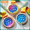 Medalla de Metal Colgante Personalizada Maratón Bádminton Niños Baloncesto Fútbol Juegos Medalla de Cristal Dorada