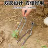 Nueva horquilla de dos dientes para aflojar la tierra de jardín forjada especial horquilla de dos dientes para aflojar la tierra a mano herramientas agrícolas rastrillo de mango largo