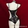 Melocotón Melocotón lencería sexy cuero charol ropa de cuero ajustada atadura atadura atadura uniforme de Reina sexy cadena tracción generación cabello