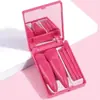 Mini Set Portátil de Brochas de Maquillaje Morandi en Caja con 5 Brochas y Espejo de Maquillaje, Set de Brochas de Maquillaje de Viaje Rosa para Chicas