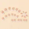 Usando 24 peças de tabletes de manicure francesa com borda branca brilhante de estrela para unhas femininas, tabletes de unhas postiças com glitter, atacado de alta qualidade, transfronteiriço