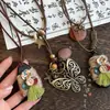 Nuevo Collar de Mariposa de Estilo Étnico Chino para Mujer, Cadena de Suéter Bohemia Retro Zen, Cadena de Cuello de Diseño Nicho