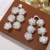 Estilo Chinês Elegante Pingente de Pérola com Franja Gradiente Malha Pequena Flor Tecido Aplique DIY Headdress Dinastia Han Brincos Brincos Acessórios Atacado