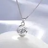 Moda japonesa y coreana collar con colgante de amor giratorio versátil para mujer rosa luz de lujo simple espiral circonita joyería al por mayor