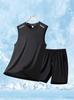 Traje de Seda Hielo Verano 2025 Chaleco y Shorts de Secado Rápido Conjunto de Dos Piezas Malla Transpirable Deportivo Casual Estilo Moderno para Hombre