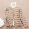 Chaqueta de algodón ligera y cálida para mujer, diseño de cuello redondo, adecuada para uso casual al aire libre, otoño e invierno, estilo corto