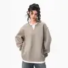 Sudadera con Capucha de Bloques de Color de Peso Pesado Americano Falsa de Dos Piezas con Cuello en V para Mujeres y Hombres, Otoño, Sensación de Alta Gama, Suelta Casual Simple para el Trabajo