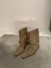 2025 Outono e Inverno Novas Botas de Cano Médio Calças Botas de Bico Quadrado Botas Curtas Botas da Moda Versátil Feminina Botas de Manga