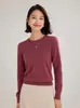Suéter de Cashmere Novo com Gola Redonda para Mulheres Outono e Inverno 2026, Suéter de Lã Estilo Básico Clássico, Suéter de Malha com Manga Longa para Camada Base