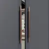 Manija de Puerta de Hotel para Salón de Banquetes Manija para Puerta Corredera de Cristal sin Marco de Doble Apertura Manija Lista para Usar Color Nogal
