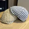 Nueva Gorra de Pato Casual Versátil Estilo Británico Sombrero de Mujer 2026 Sombrero de Sol de Verano Gorra Cuadriculada Adelante Boina de Moda