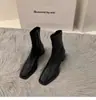 Botines Delgados Blancos Franceses de Tacón Alto de Punta Cuadrada Versátiles para Mujer 2026 Nuevos Botines Individuales Otoño/Invierno Marrón Dr. Martens