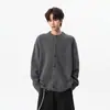 Cárdigan retro casual de botones con bloques de color para hombres y mujeres, chaqueta de punto de mezcla de lana de moda otoñal estilo old money
