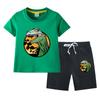 Traje de verano para niños 2023, nuevo bebé, pantalones cortos holgados de manga corta, conjunto de dos piezas, dinosaurio para niños, moda de verano