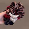 Corea del Sur accesorios para el cabello otoño e invierno 2024 terciopelo perla anillo para el cabello de intestino grueso temperamento suave coleta baja sentido alto banda de goma cuerda para el cabello