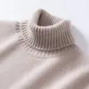 Suéter masculino de cashmere com gola alta, novo estilo outono/inverno, cor sólida, corte solto, tricô grosso, base de cashmere simples e casual
