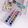 Pigmento de arte infantil transfronteiriço 12 cores 16 cores caixa quadrada grande amor pigmento semi-seco pó bolo kit pintura pintura a aquarela