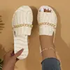 Pantuflas Planas de Exterior Talla Grande para Mujer 2025, Chanclas de Playa de Moda con Cadena y Patrón de Cocodrilo para Verano, Exquisito Calzado para Exteriores