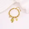 Pulsera de Ojo Dorada Retro Estilo Griego Que No Se Desvanece, Moderna y Elegante, Pulsera de Acero de Titanio Doble Capa para Palma de Ojo del Diablo