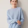 26 Otoño Invierno Nuevo Estilo Cinco Agujas Doble Hilo Engrosado 100% Cachemir Suéter para Mujer Cuello Redondo Pequeño Tejido Capa Base Suéter Cálido