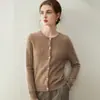 Nuevos tops de punto para mujer de otoño e invierno, cárdigan abotonado, cuello redondo, suéter de punto de cachemira pura, abrigo holgado y cálido, cachemira de cabra