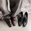 Serie Mocasines~Piel de Oveja Tacón Grueso Zapatos de Vestir Franceses Poco Profundos Tacón Medio Borla Vintage para Mujer Venta al por Mayor Piel Suave No Agresivo para los Pies