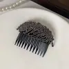 Pente de Cabelo Dourado Estilo Vintage para Mulheres, Grampo de Cabelo Folha com Strass Brilhante, Presilha de Cabelo Antiderrapante de Alto Volume na Moda