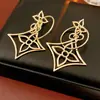 Pendientes de Flor Rombo con Aguja de Plata Electrochapada en Oro Real, Pendientes Elegantes y de Alta Gama, Estilo Europeo y Americano Moderno, Pendientes de Estilo Genial Fabricante