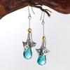 Pendientes exagerados de estilo étnico bohemio retro europeo y americano con piedra natural galvanizada de plata antigua y turquesa para mujer.