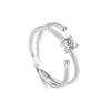 Anillo de doble capa japonés y coreano de plata esterlina 925 con incrustaciones de circonitas de moda, anillo femenino con diseño de nicho de temperamento dulce