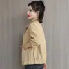 Abrigo Corto Holgado para Mujer Primavera y Otoño 2026, Chaqueta Chic Apto para Personas Bajas, Abrigo de Moda con Cuello Alto
