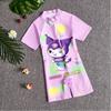 Maiô de Peça Única Estilo Princesa para Meninas Verão 2025 Novo Conjunto de Roupa de Banho de Manga Curta para Crianças Pequenas