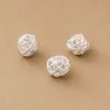 Cuentas espaciadoras de bola hueca de alambre plateado liso enrollado, plata S925, cuentas sueltas irregulares hechas a mano con alambre de plata, accesorios para hacer joyas DIY