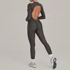 Macacão de yoga de malha outono e inverno transfronteiriço para mulheres, justo ao corpo, respirável e que realça os quadris, adequado para fitness e esportes, modelo 7802