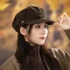 Boina Versátil Estilo Retro Británico Sombrero de Otoño e Invierno para Mujer, Boina Octagonal de Moda con un Toque de Lujo, Cálido Gorro de Periodista