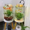 Tanque de Peces de Barril de Agua Mineral Transparente HD Pecera Soporte Modificado Creativo Acuario Drenaje de un Botón Piscicultura para Personas Perezosas