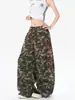 Retro Americano 2025 Otoño e Invierno Nuevos Pantalones Camuflaje de Pierna Ancha con Cordón y Pedrería Unisex Sueltos Casuales de Pierna Recta Largos Modernos