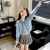 Conjunto de Suéter para Niñas 2026 Nuevo Moda Gato Tejido para Niños Mayores, Estilo Otoño e Invierno con Cuello Solapa