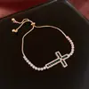 Pulseira com Pingente Redondo de Zircônia Super Brilhante Estilo Francês, Pulseira Exquisita de Luxo Leve de Alta Qualidade, Joia Feminina Fashion e Versátil