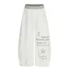 Pantalones Deportivos Casuales de Pierna Ancha Retro de Cintura Alta Adelgazantes Unisex con Parche de Strass Estilo Americano Chica Picante Estrella Costura Irregular