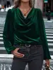 Novedades Otoño e Invierno 2025 Ropa Femenina Transfronteriza Amazon Wish Europea y Americana Terciopelo Coreano Cuello de Pelo Tops de Manga Larga para Mujer